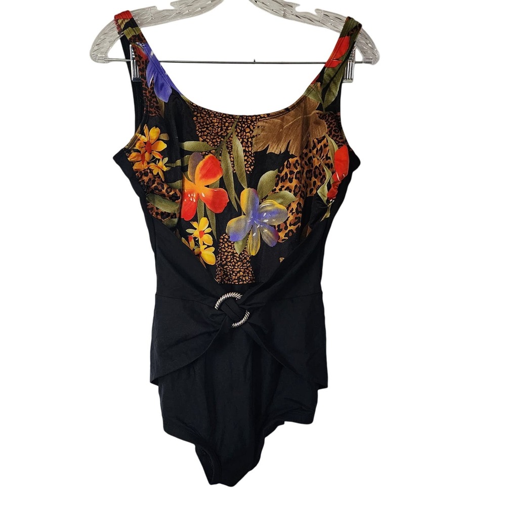 Slim Allure Women's Animal Hawaiian Print Swimsuit Size 14